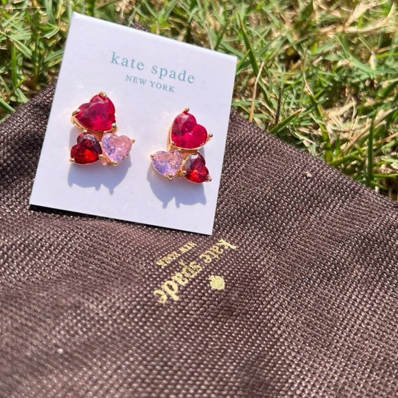 NWOT Kate Ks Spade My Love Cluster Heart Stud Earrings Cubiz Zirconia pa… - Picture 7 of 11